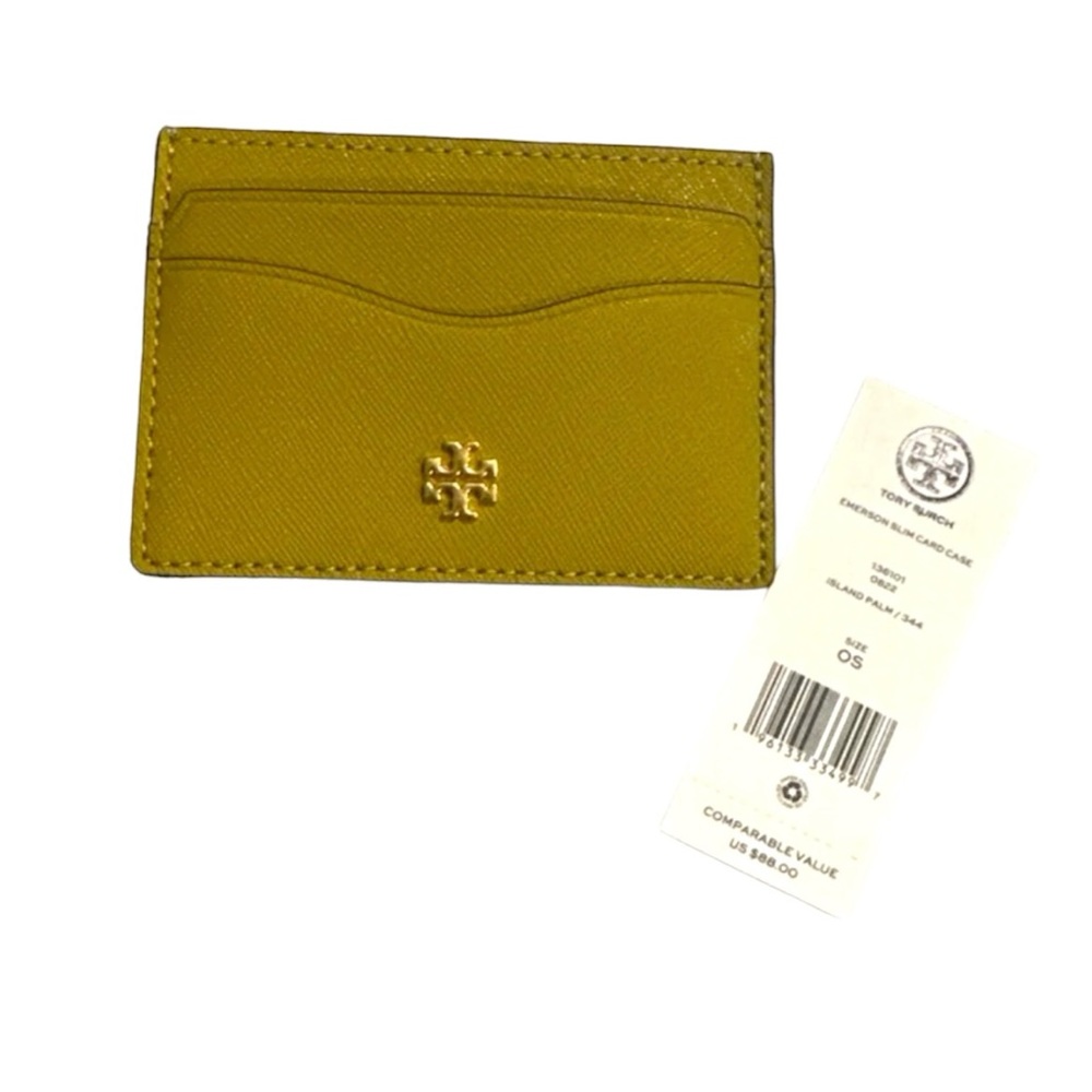 NWT Tory Burch Emerson slim card case color island palm